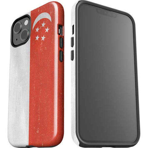Singapore Flag Distressed iPhone 15 Plus Impact Case